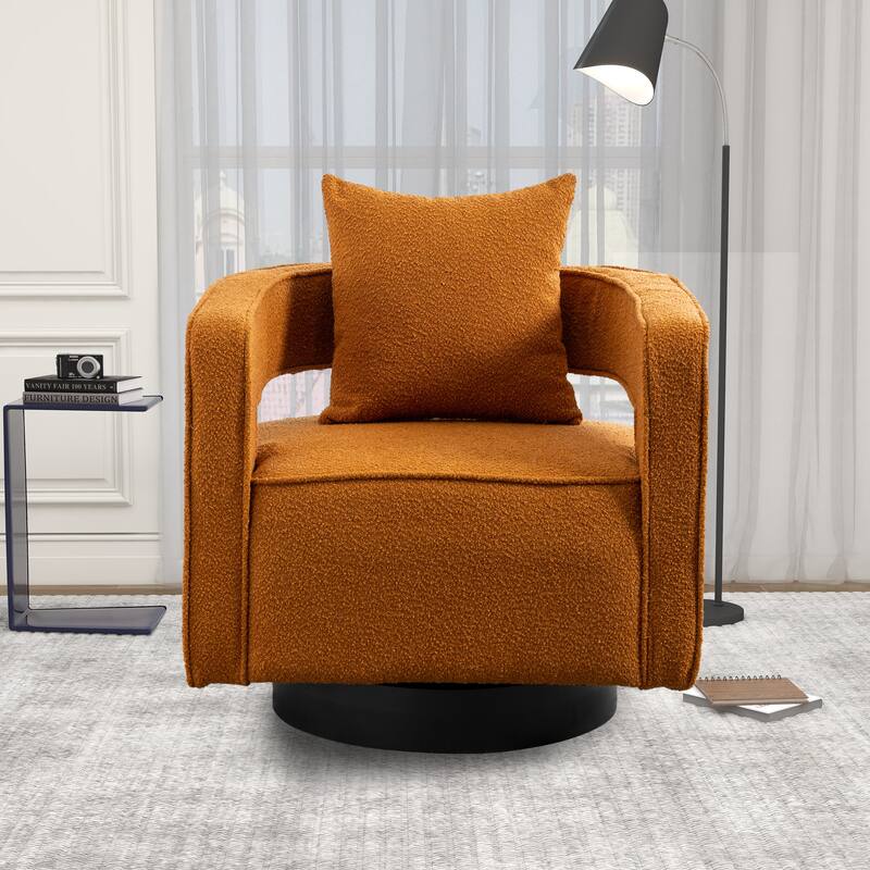 Accent Open Back Chair Modern Comfy Sofa Chair With Base, Club Chair Leisure Arm Chair For Lounge