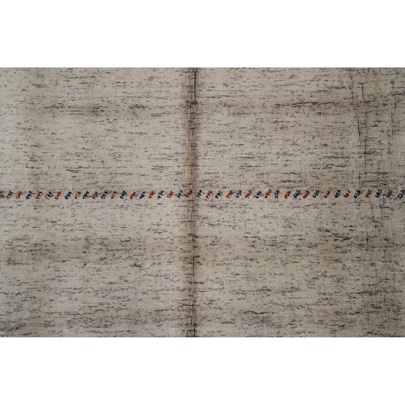 Hand Knotted Oriental 100% Wool Carpet Tribal Animal Pictorial Beige & Ivories Gabbeh Area Rug - 11' 10'' X 5' 1''