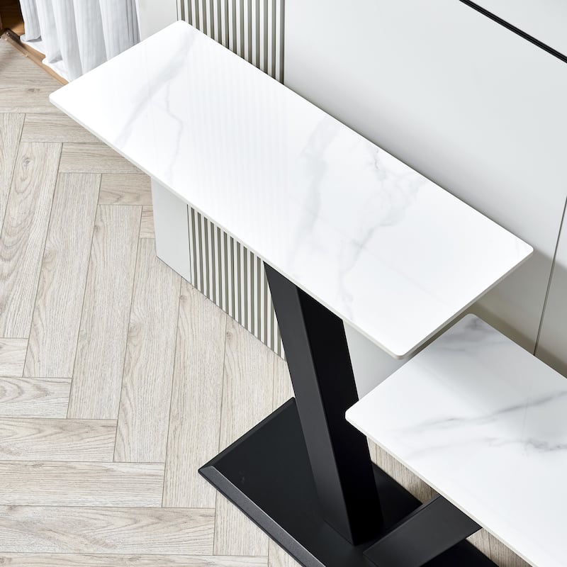 Modern Console Table with Metal Frame and Adjustable Foot Pads