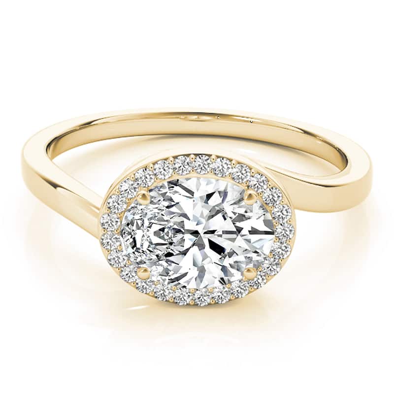 Auriya 14k Yellow Gold Lab Grown Oval Diamond Halo Engagement Ring 0.50 to 5.00 ct. tw. (F-G VS)