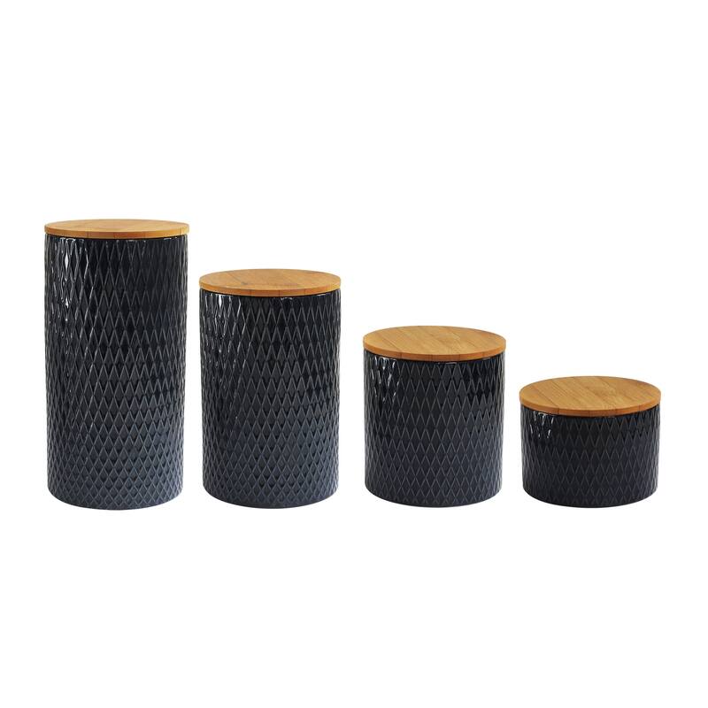 Diamond Embossed 4 PC Canister Set - Blue