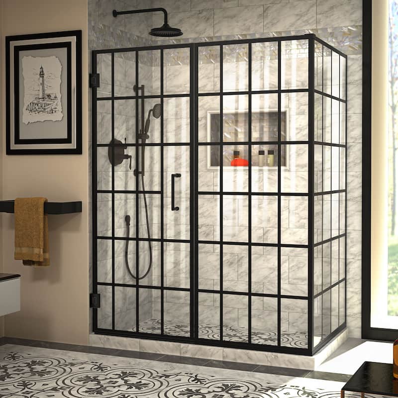DreamLine Unidoor Toulon 34 in. D x 58 in. W x 72 in. H Frameless Hinged Shower Enclosure - 34.38" x 57.88"
