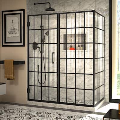DreamLine Unidoor Toulon 34 in. D x 58 in. W x 72 in. H Frameless Hinged Shower Enclosure - 34.38" x 57.88"