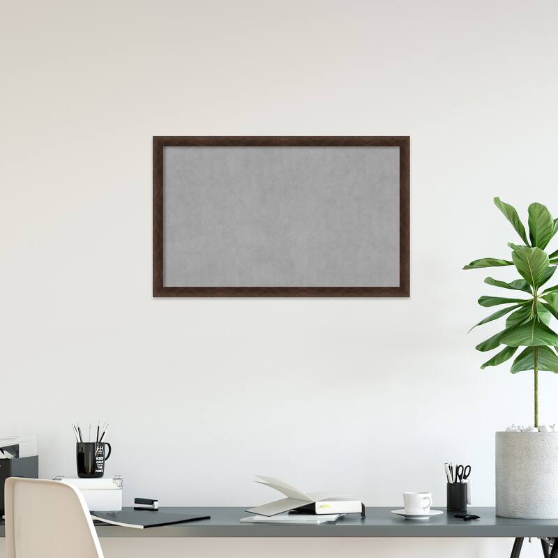 Amanti Art Warm Walnut Narrow Framed Magnetic Board