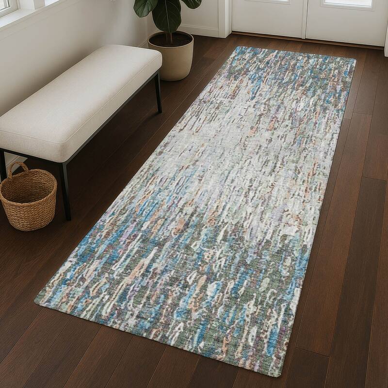 Machine Washable Indoor/ Outdoor Abstract Moxy Chantille Rug