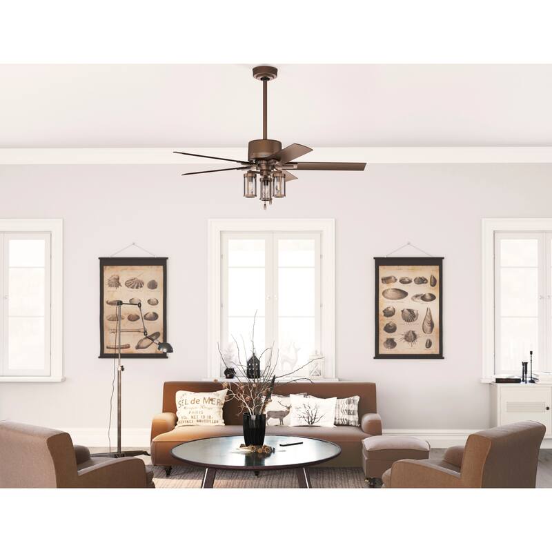 Hunter 52" Lawndale Ceiling Fan with LED Light Kit and Pull Chain, Damp-Rated - Indoor-Outdoor