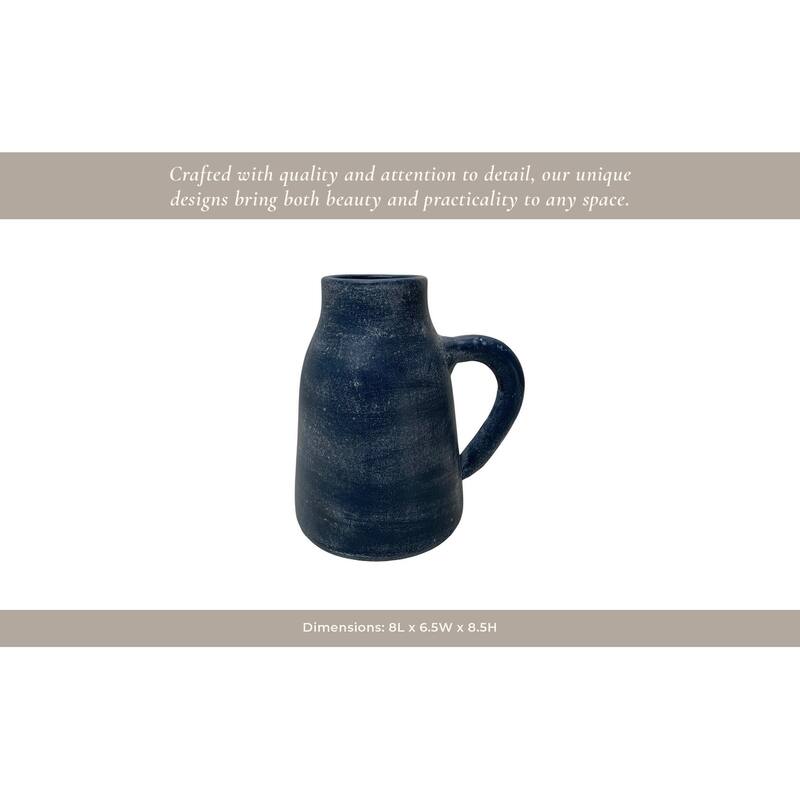 Terracotta Pottery Vase with Handles Rustic Artisan Decorative Accent