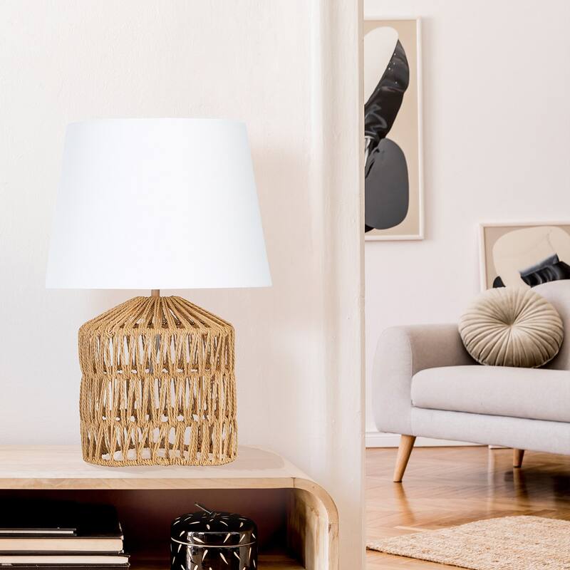 Woven Rope Table Lamp with Empire Shad