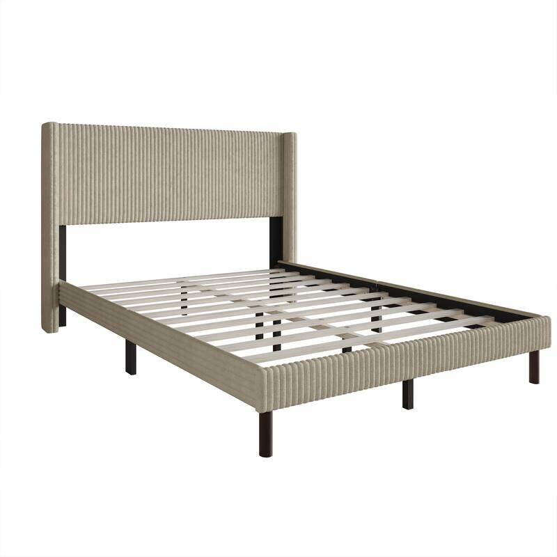Clayfell Duluth Corduroy Velvet Upholstered Platform Bed
