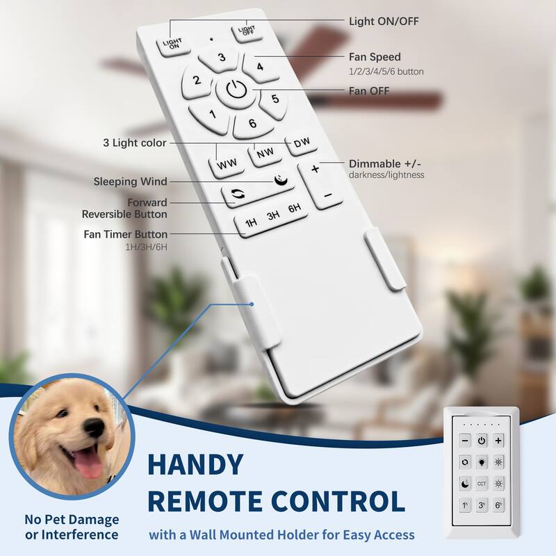 52 inch Mordern Flush Mount Ceiling Fan with Light and Remote Control