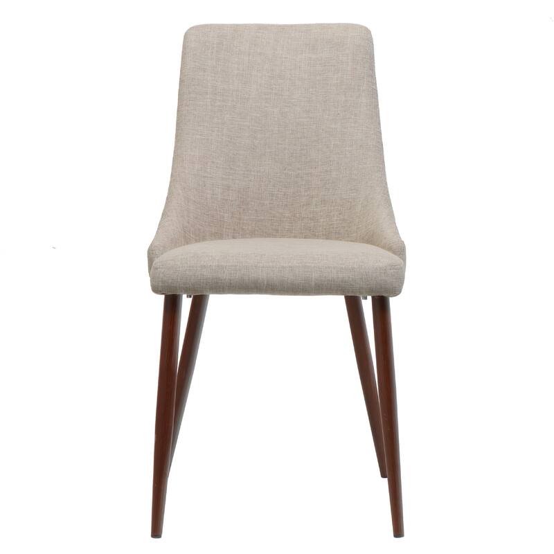 Dining Side Chair Set of 2, Wheat Brown Fabric, Tapered Iron Legs