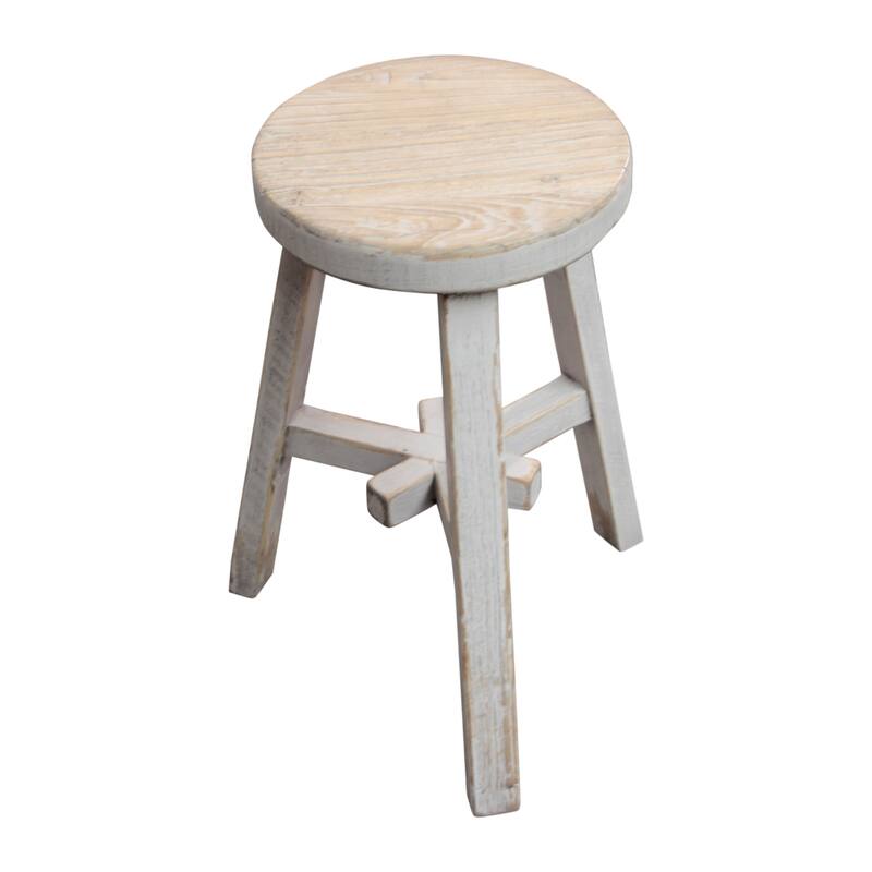 Artissance 20"H Round Off-White and Weathered Natural Pine Wood Indoor Small Amalfi Side Table