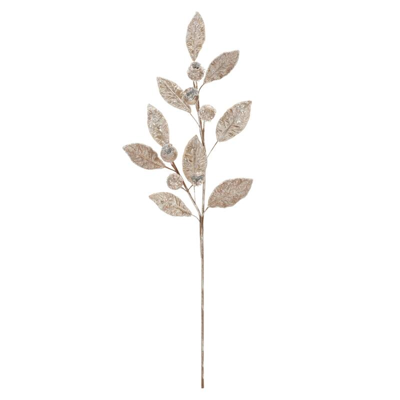 Glittered Leaf Artificial Christmas Sprays - 29.5" - Champagne - Set of 2