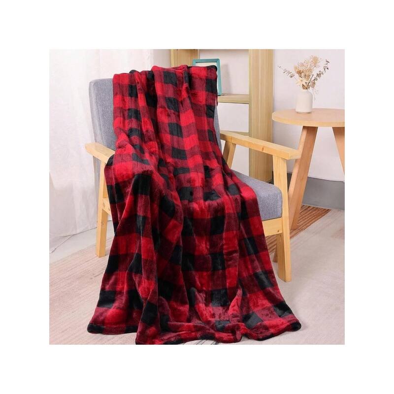 Electric Throw Flannel Heated Blanket - Red - Throw