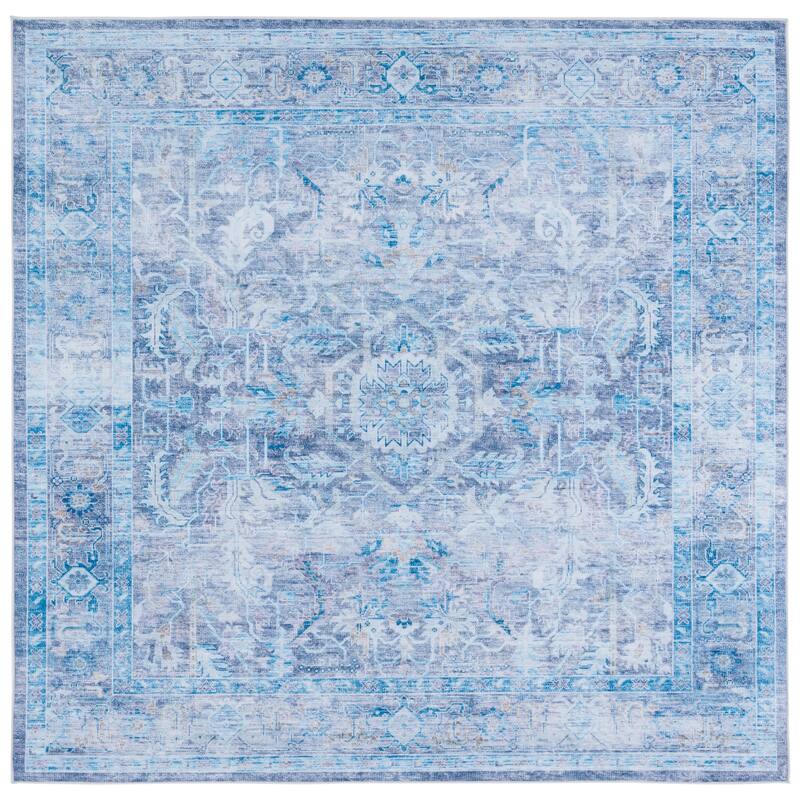 SAFAVIEH Tucson Machine Washable Slip Resistant Dena Oriental Distressed - 6' x 6' Square - Purple/Blue - Square