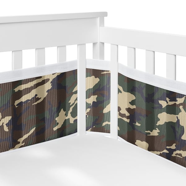 slide 2 of 6, Sweet Jojo Designs + BreathableBaby Breathable Mesh Crib Liner Woodland Camo Boy - Rustic Forest Army Camouflage
