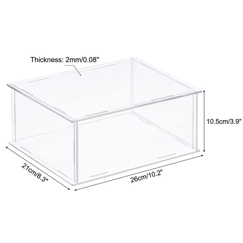 Acrylic Display Case Plastic Box Cube Storage Box Assemble Showcase - 10.2x8.3x4.1 Inch