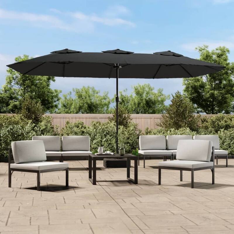 Double-Head Garden Umbrella with LED Lights - 176.8 x 176.8 x 96.5 in - Anthracite