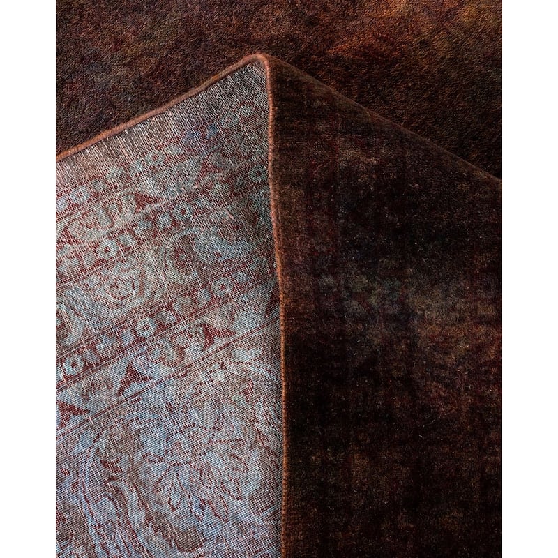 Overton Handknotted Wool Vintage Inspired Contemporary Overdyed Brown Area Rug - 18' 9" x 12' 5"