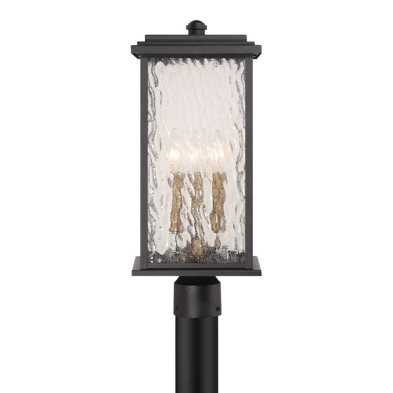 Artcraft Estate 3-Light Outdoor Post-Light - Black with Brass Accent