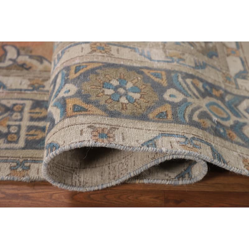 Geometric Tabriz Persian Vintage Area Rug Hand-Knotted Wool Carpet - 6'4"x 8'2"