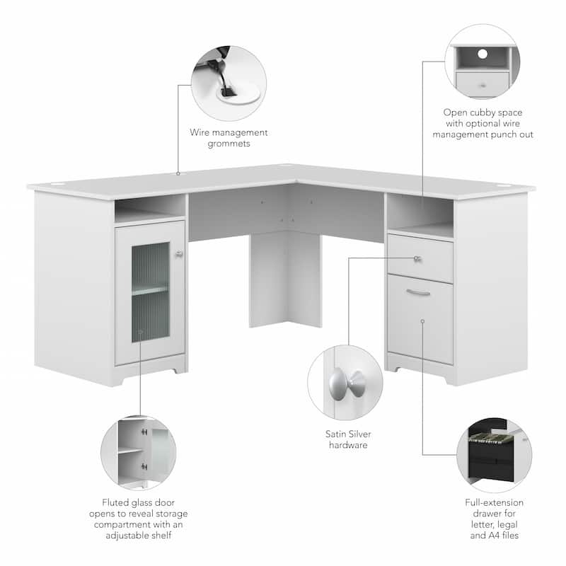 Cabot 60W L Shaped Computer Desk with Storage by Bush Furniture