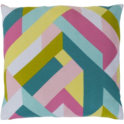 Lydia Abstract Modern Bright Yellow Feather Down or Poly Filled Throw Pillow 22-inch