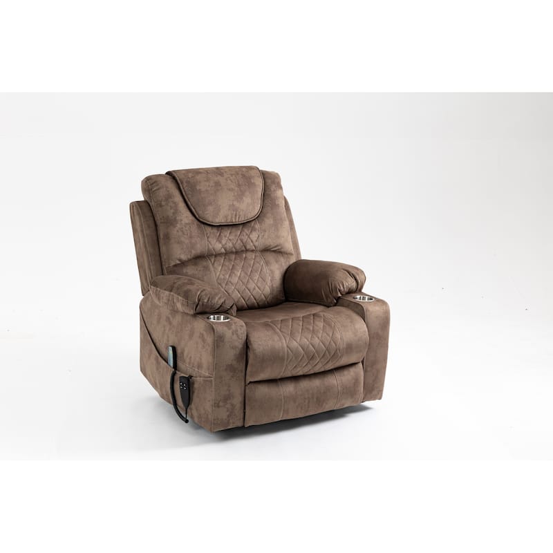 Power Lift Recliner Chair with Massage & Heat, Infinite Position Upholstered Recliner, Lounge Sofa Chair with Side Pocket