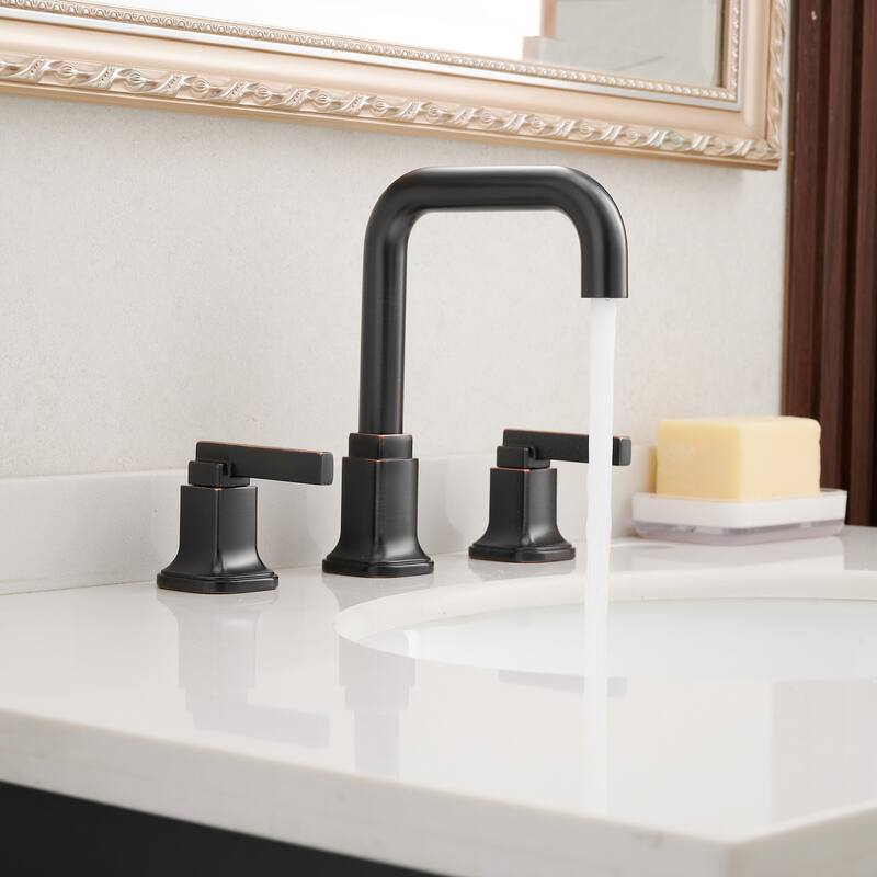 Two Handle Bathroom Faucet Gooseneck Design in Oil Rubbed Bronze - 7.5"H x 6"SH x 5.75SR