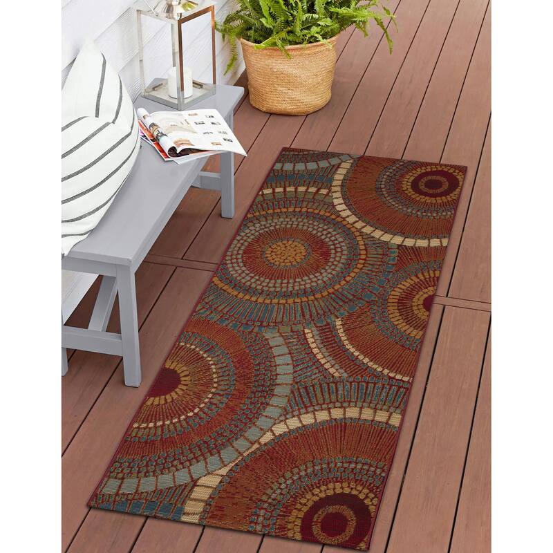 Liora Manne Esencia Circles Indoor/Outdoor Mat - 1'11" x 4'11" - Saffron