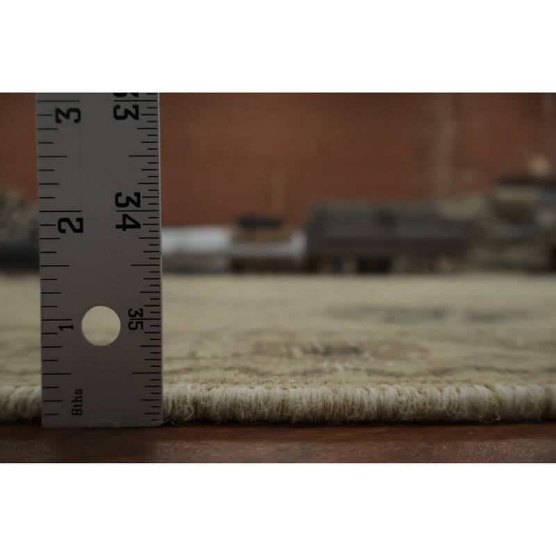 Hand Knotted Oriental 100% Wool Carpet Traditional Floral Beige & Ivories Tabriz Area Rug - 12' 6'' X 9' 4''