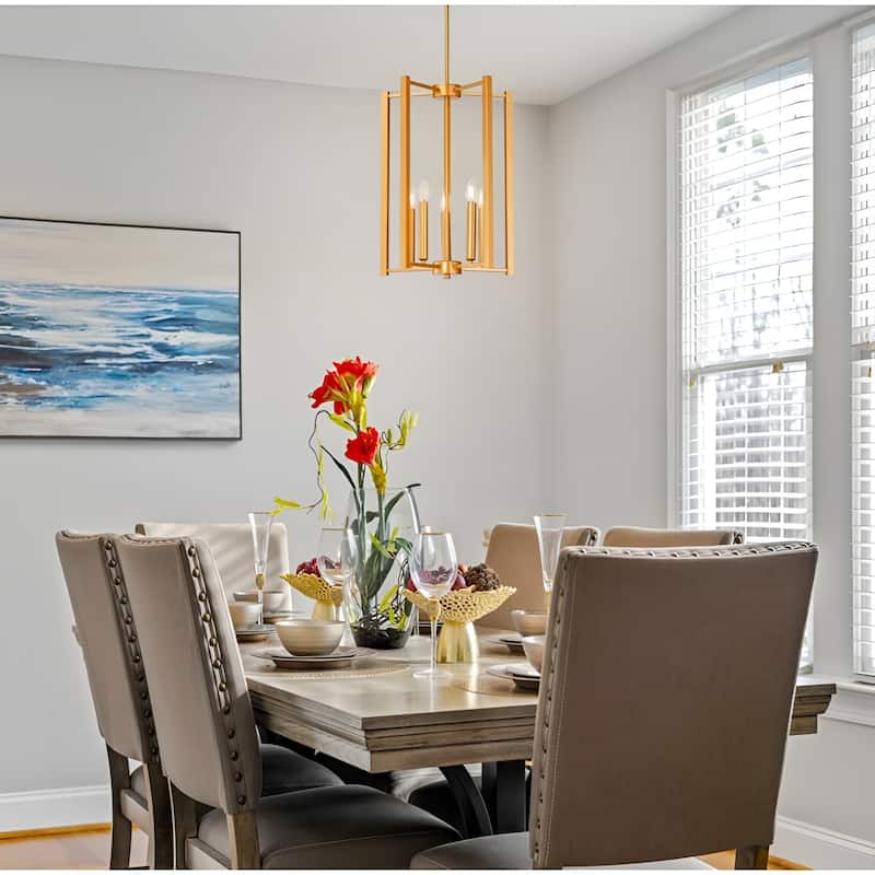 5-Light Minimalist Geometric Cage Chandelier, Modern Pendant Light