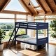 preview thumbnail 13 of 28, Luxury Twin-over-Twin Bunk Bed with Angled Ladder, White Blue