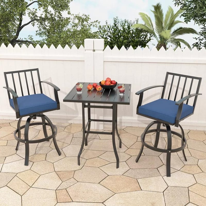 Kullavik 3PCS Full Iron Bar Table and Bar Stools