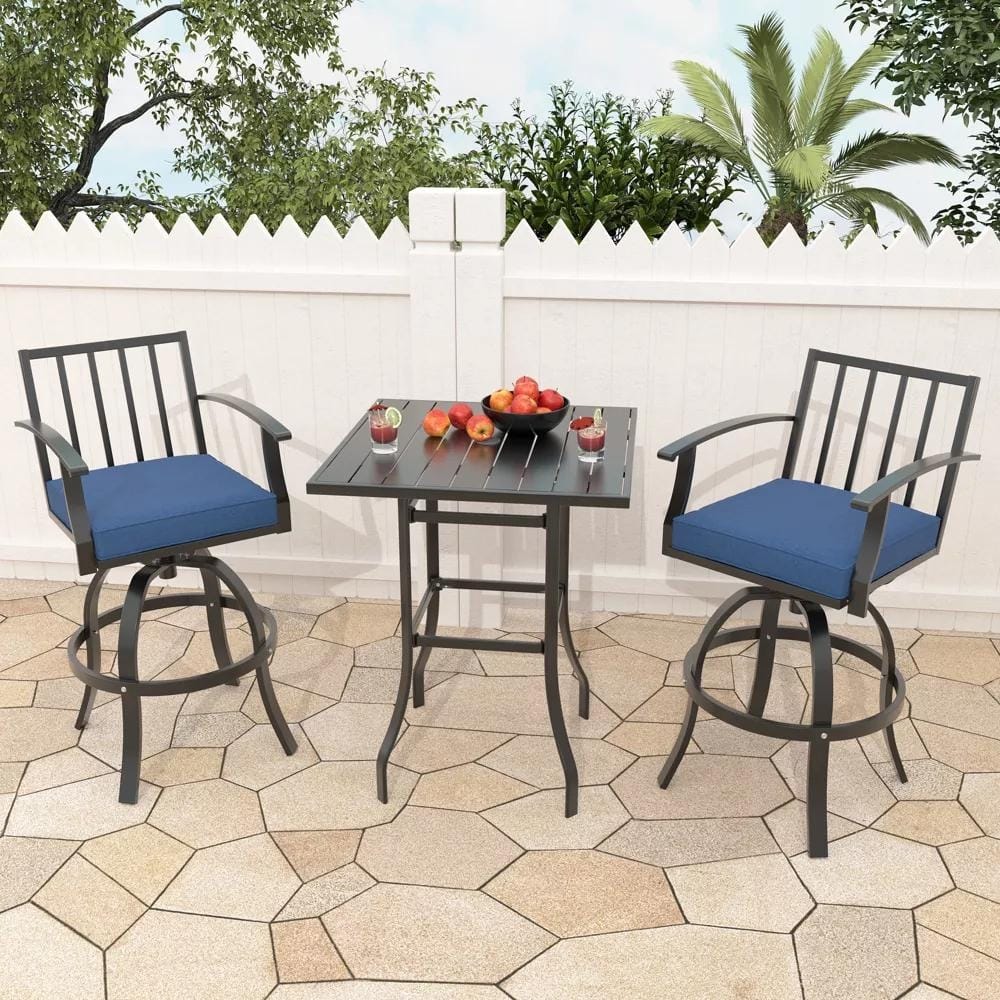 Kullavik 3PCS Full Iron Bar Table and Bar Stools