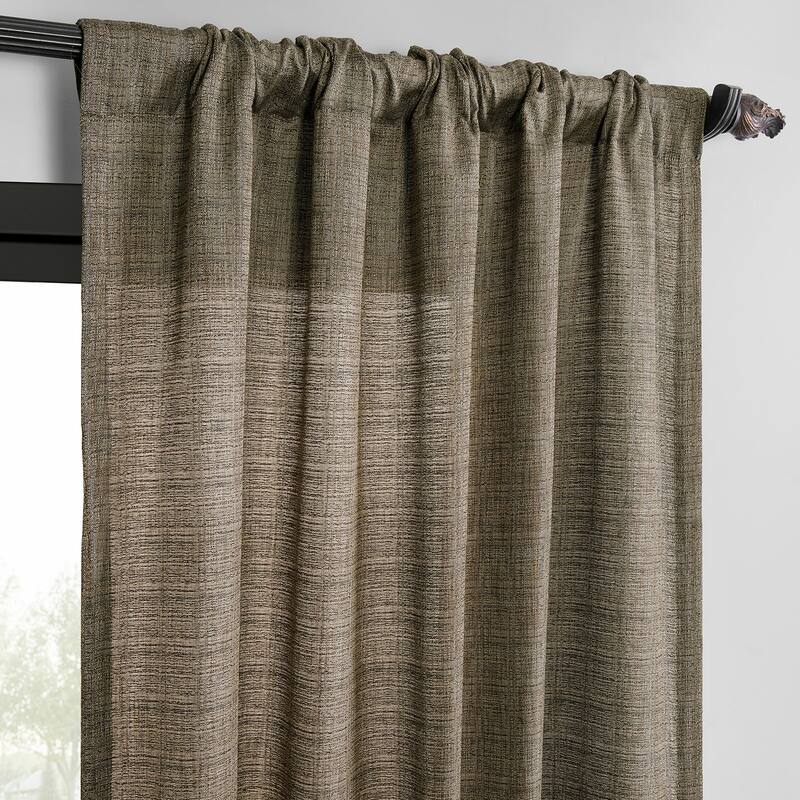 Exclusive Fabrics Raw Linen Weave Light Filtering Curtains for Bedroom & Living Room Curtains Pair - 2 Panel Drapes