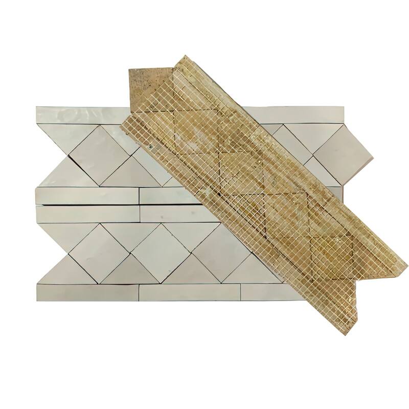 Contemporary Zellige Border, 12" x 3 3/4" x 1/2", Off-White