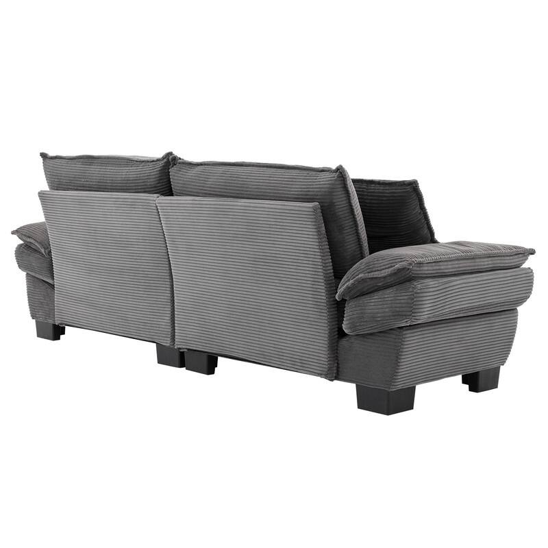 Oversized Corduroy Loveseat Sofa - 84" Wide Deep-Seat Couch with Pillows for Living Room, Apartment, Office