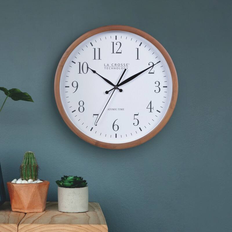 La Crosse Technology 12.8" Wood Atomic Clock in Walnut