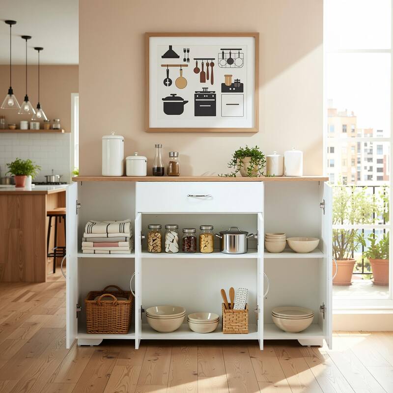 Homy Casa Kitchen Storage Cabinet with Drawer & 4 Doors - N/A