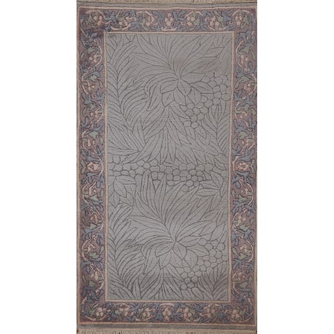 Nature Print Nepalese Oriental Modern Runner Rug Handmade Wool Carpet - 2'5" x 4'10"