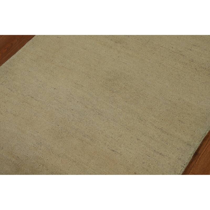 Gabbeh Oriental Runner Rug Hand-Knotted Solid Wool Carpet - 2'7"x 9'4"