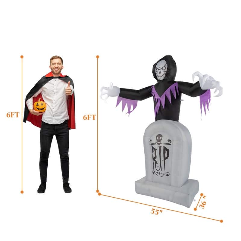 3pcs LED String Lights Grim Reaper and Grave Inflatable Halloween Decoration