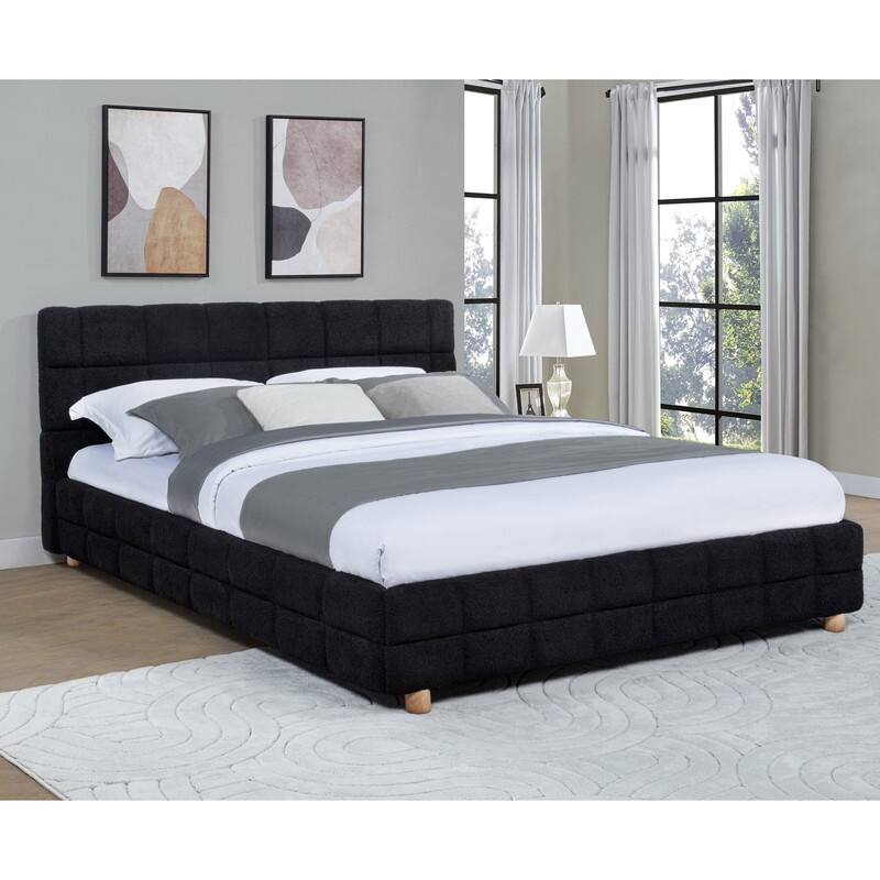 Best Master Furniture Maelle Fleece Upholstered Tufted Platform Bed - Black