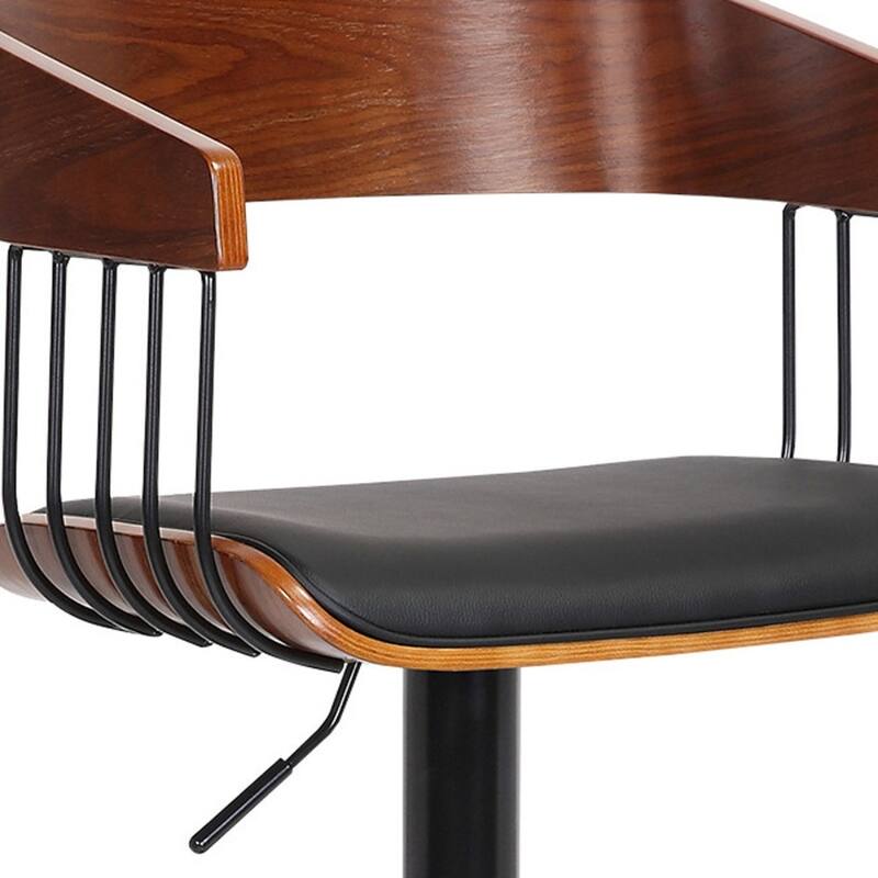 Modern Adjustable Bar Stool with Swivel Faux Leather Upholstery Pedestal Base and Footrest Support - 43.5”H x 19”W x 19.5”D