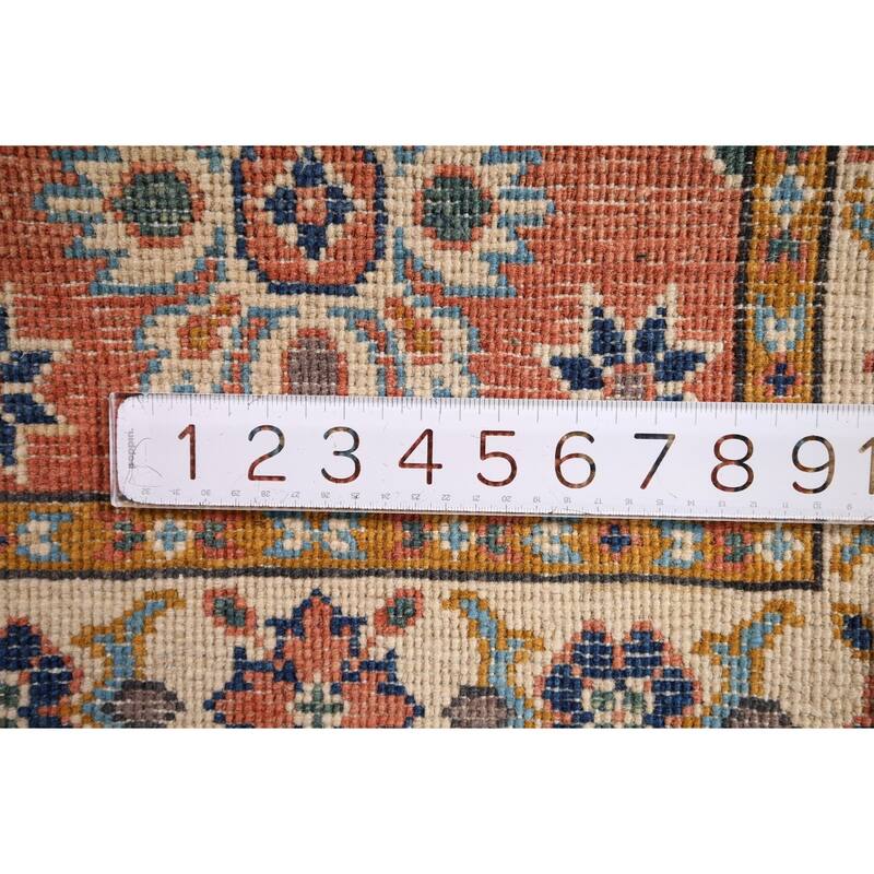 Geometric Kazak Accent Rug Handmade Orange Wool Carpet - 2'0" x 3'0"