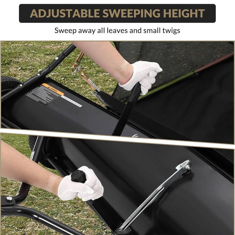 44" Tow-Behind Lawn Sweeper, Leaf & Grass Collector for Lawn Tractor ATV UTV - 44 inch