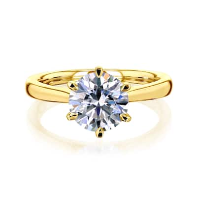 Kobelli 2 Carat Lab Grown Diamond Certified 14k Solid Gold Taper Shank Solitaire Tokyo Engagement Ring (EF/VS)