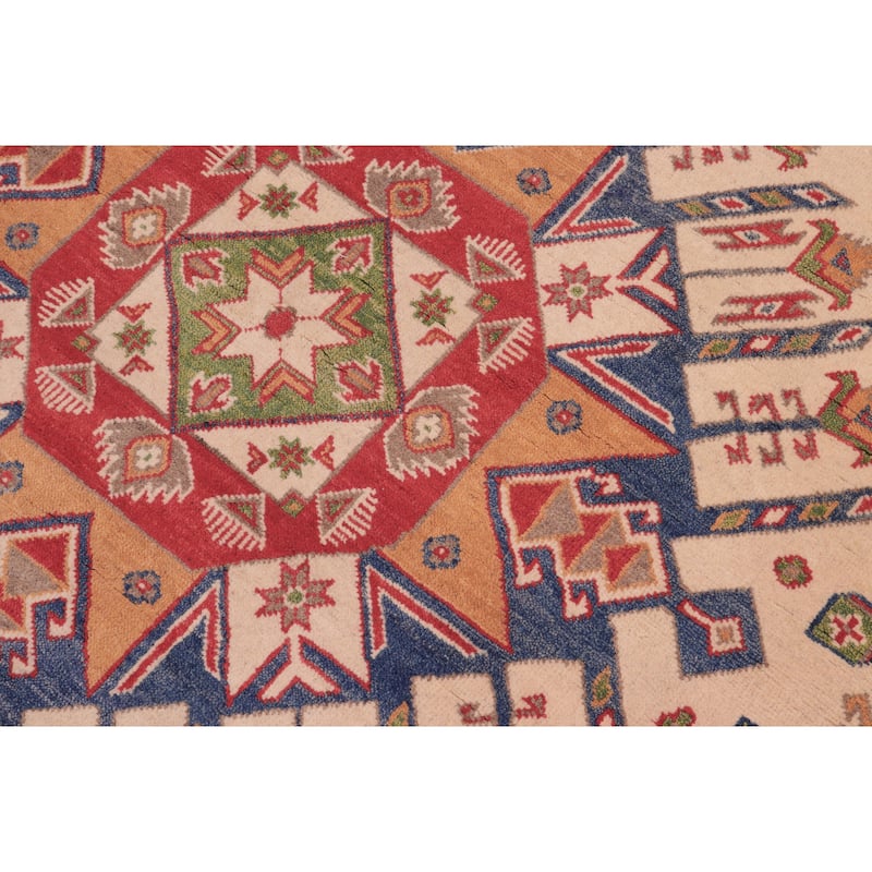 Tribal Kazak Hailey Natural/Red Wool Round - 6'5'' x 6'6''