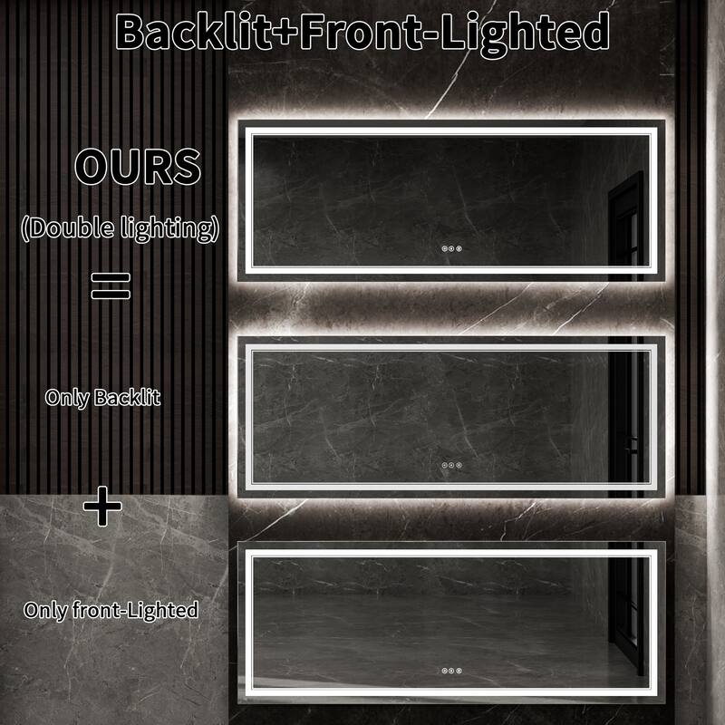 Modland LED Bathroom Vanity Mirror Anti-Fog Tempered Glass Dimmable